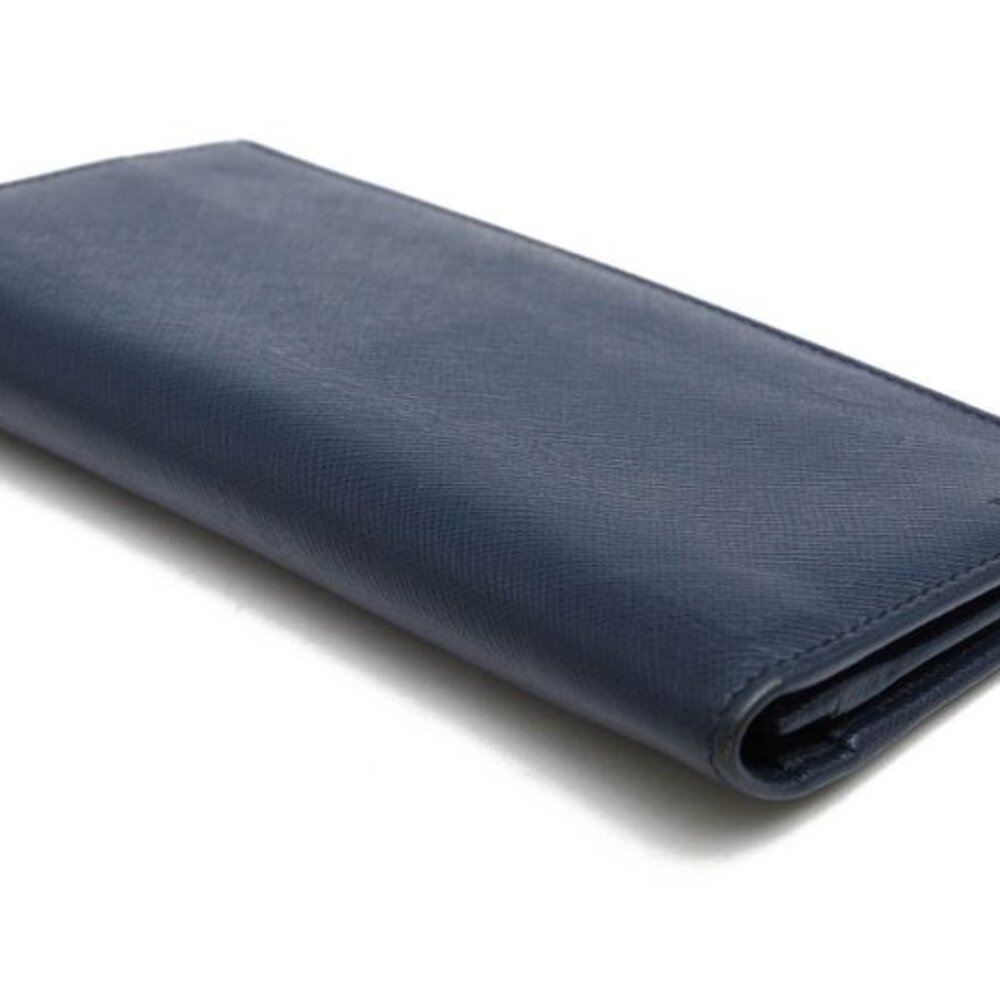 Prada Long Wallet Men Leather Navy Blue 2 Mv836 Portafverticale - Picture 4 of 8